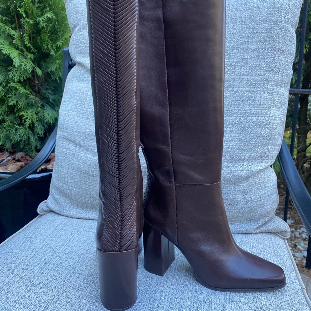 A D & Daughters Tall Herringbone weave Boots 8.5